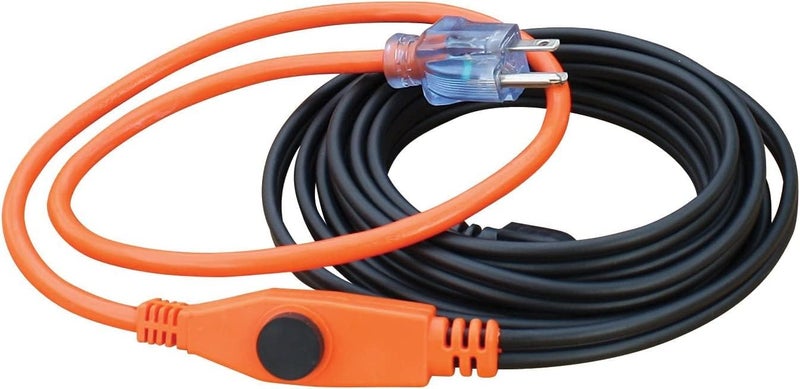 Water Pipe Heating Cable - 12ft |Indoor, 84 Watts, Built in Thermostat, With 2ft Power Cord 18/3 SJTW & Indicator Light (CPPH003)